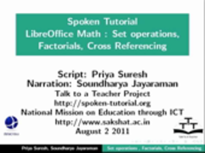 Set operations factorials cross reference equations small